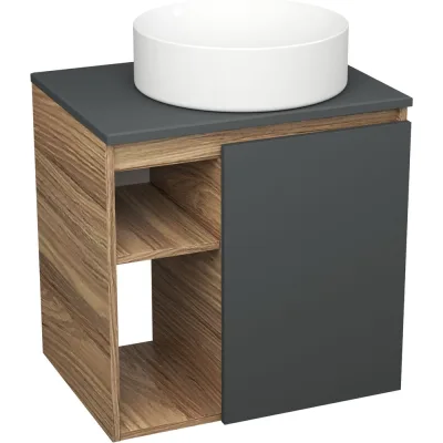 Тумба Bauedge Bau Dream Blackwood 60 правая, графит, раковина BAU Dream круглая D41 SD4234