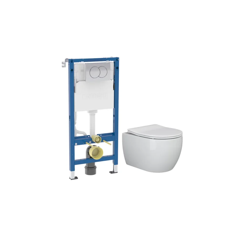 Комплект инсталляции Geberit Delta Duofix с унитазом Ceramicanova Play с кнопкой хром и сиденьем дюропласт микролифт быстросъем (458.149.21.2/CN3001)
