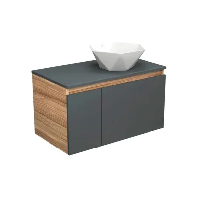 Тумба с раковиной Bauedge Bauedge (тумба подвесная Bau Dream Blackwood 80, графит + раковина накладная на столешницу BAU Crystal 40х40) BD2284