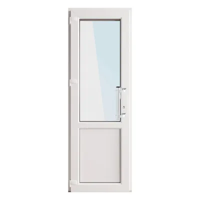 Металлопластиковая дверь VEKA 2050х700 мм алюминиевый порог белая левая стеклопакет
