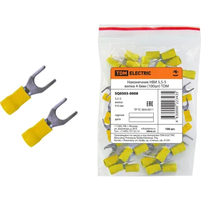 Наконечник TDM ELECTRIC НВИ 5,5-5 вилка 4-6мм 100 шт SQ0503-0008