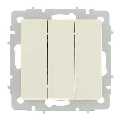 Выключатель IEK Brite трехклавишный встраиваемый бежевый (BR-V30-0-10-K10)