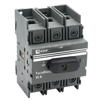 Выключатель-разъединитель EKF TwinBlock 3P 63А 400-690 В на монтажную плату (tb-63-3p-f)