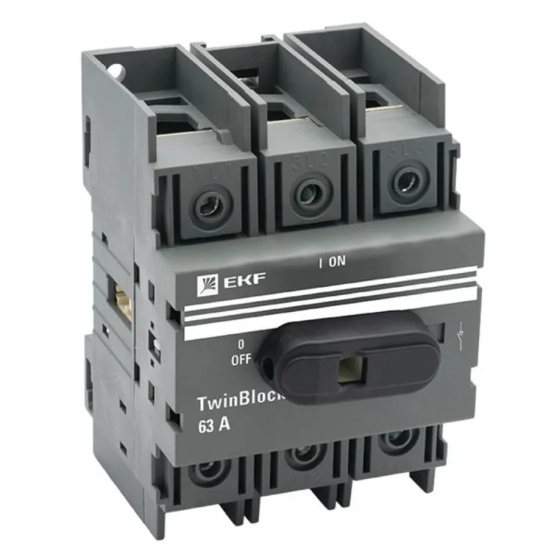 ΠΡΠΊΠ»ΡΡΠ°ΡΠ΅Π»Ρ-ΡΠ°Π·ΡΠ΅Π΄ΠΈΠ½ΠΈΡΠ΅Π»Ρ EKF TwinBlock 3P 63Π 400-690 Π Π½Π° ΠΌΠΎΠ½ΡΠ°ΠΆΠ½ΡΡ ΠΏΠ»Π°ΡΡ (tb-63-3p-f)