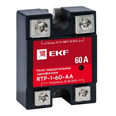 Реле твердотельное EKF PROxima RTP однофазное 480 В 60 А тип AC (rtp-1-60-aa)