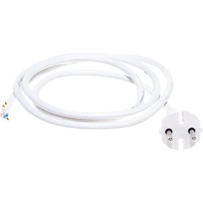 Сетевой шнур с вилкой V2 ПВС 2x0.75, 1.5м без з/к, белый LUX 4606400615781