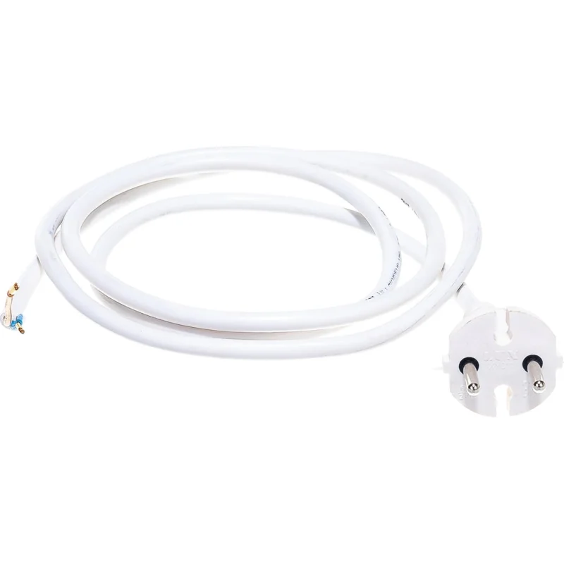 Сетевой шнур с вилкой V2 ПВС 2x0.75, 1.5м без з/к, белый LUX 4606400615781