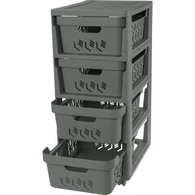 Комод Econova Deluxe на колесах, 4 ящика, 300х385х690 мм серый 43327691170