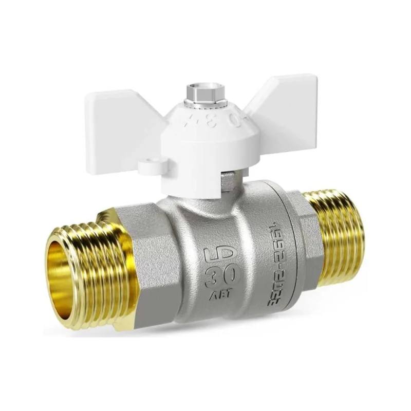 Кран шаровой латунный LD PRIDE 47.25.Н-Н.Б Ду 25 Ру 40 бабочка (white) с биркой LD 47.314.25 W