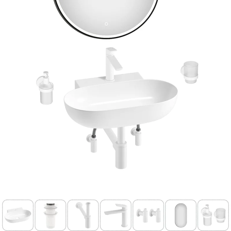 Комплект Wellsee 7 в 1 Lavinia Boho Bathroom Sink накладная/подвесная раковина 58x40 см 20219288R
