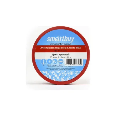 Изолента Smartbuy 0.13х15 мм, 20 метров, красная SBE-IT-15-20-r