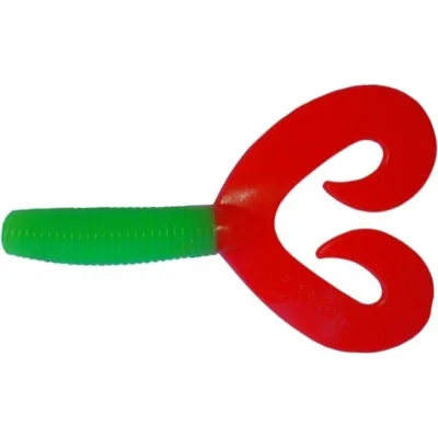 Твистер Helios hs-27-021 credo double tail 1.96"/5 см, lime/red, 10шт 00000164028