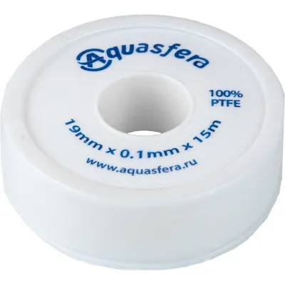 Лента Aquasfera ФУМ катушка 19мм х 0,1мм х 15м PTFE вода 6020 6020-03 008-0547