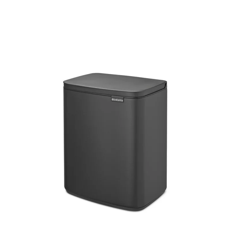 Ведро для мусора Brabantia Bo с крышкой 12 л металл минерально-графитовое с педалью