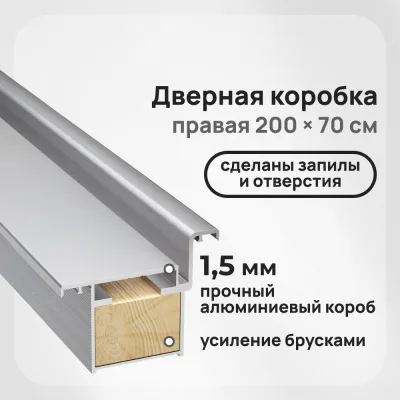 Коробка дверная скрытого монтажа Invisible 59х46,5х2220 мм (700х2000 мм) правая хром с петлями и замком (2,5 шт.)