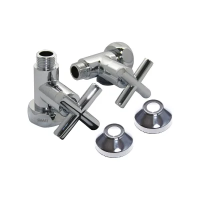 Прямой кран-вентиль SMT ручка крест, хром, 1х1/2 г/ш, 2 шт 8731SCH0410/2C