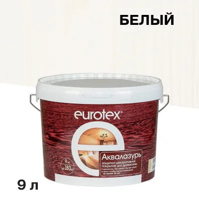 Лак антисептик акриловый Eurotex Аквалазурь белый 9 л