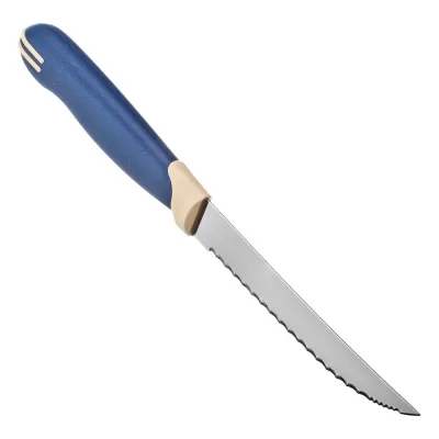 Нож Tramontina Multicolor для стейка, с алмазными зубцами, 12.5 см, синий, 2 шт. 23529/215-TR