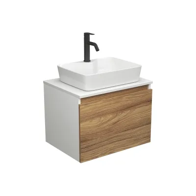 Комплект для ванной Bauedge 3 предмета (тумба Bau Dream Blackwood 60 + раковина BAU Cerama 48x37, с отверстием под смеситель, белая, смеситель Dream Black) BD1867