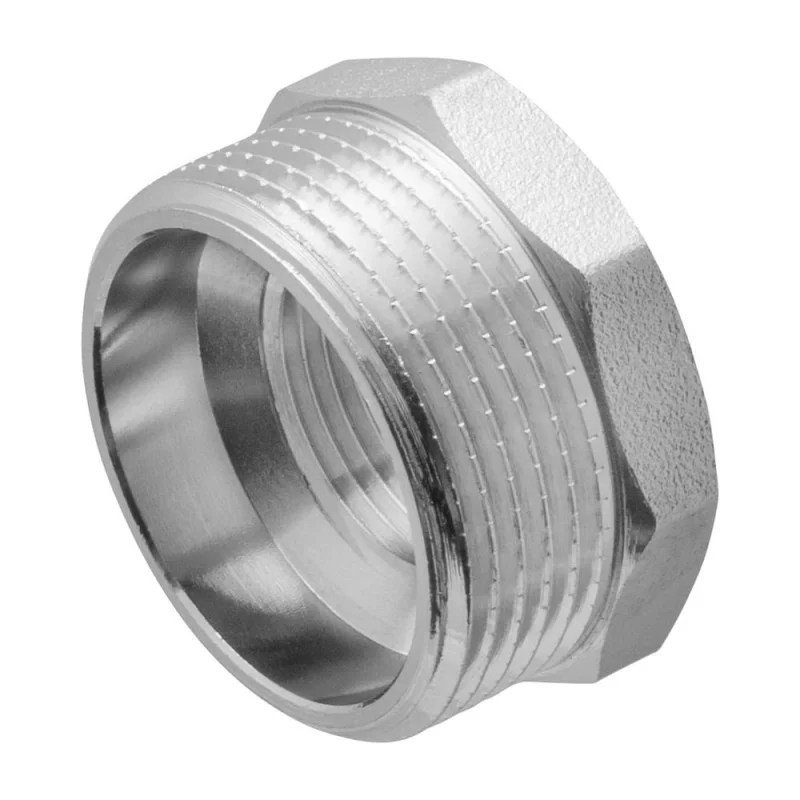 Футорка 1.1/4" х 3/4" сантехническая MPF переходник латунная никелированная наружная-внутренняя резьба ИС.072208