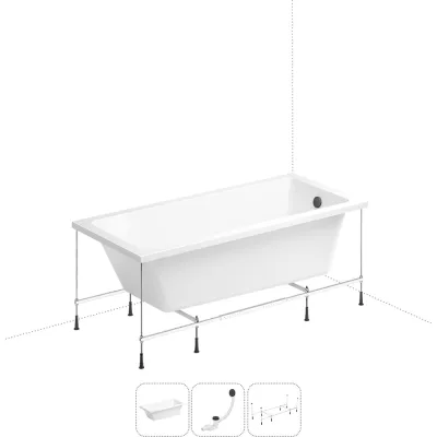 Акриловая ванна Wellsee FreeDom 150x80 см, в наборе 3 в 1 202010533