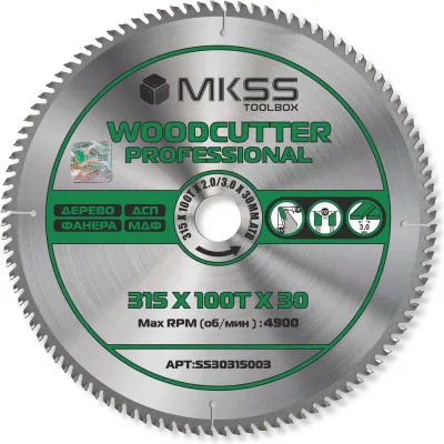 Диск пильный по дереву MKSS Toolbox Woodcutter Professional SS3031 315x100Тх2.0/3.0x30 мм SS30315003
