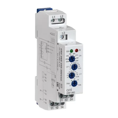 Реле фаз ONI ORF-06D 3ф. 2 контакта 220-460В AC ORF-06D-220-460VAC