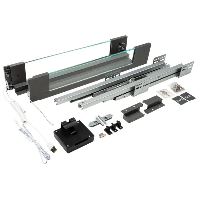 Система Lembox со стеклянными боковинами и LED-подсветкой Lemax PROF H=84, L=500, серый LBGW84-500GR