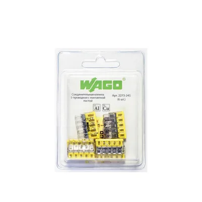 Клемма на 5 проводов Wago 2273-245 0,5-2,5 кв. мм самозажимная с пастой (6 шт.)