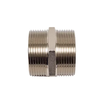 Ниппель переходной резьбовой DOUBLE-LIN латунный никелированный Н/Н 1.1/2" x 1" LL6050 (1 1/2"x1")