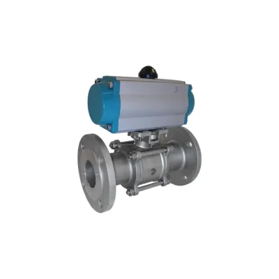 Кран шаровый фланцевый NEWKEY (3PC), DN15 (1/2), AISI316TI, PN40, с двухсторонним пневмоприводом AT52D NK-BFp15/6ti*AT52D
