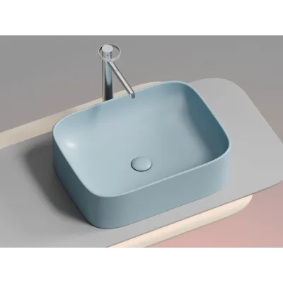 Накладная чаша умывальник Ceramicanova Element прямоугольная (цвет голубой матовый) 505_380_150мм CN6052ML
