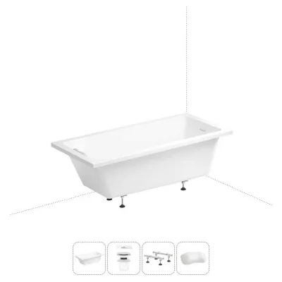 Акриловая ванна Wellsee 180х85 см FreeDom 2.0 в наборе 4 в 1 20212810R