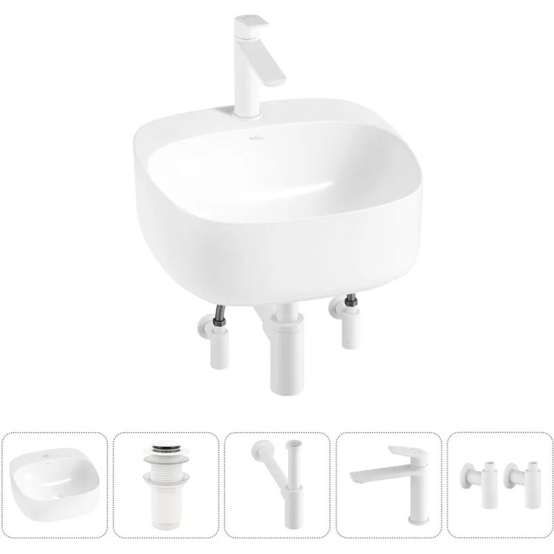 Набор Wellsee 5 в 1 Ideal накладная раковина 42x42 см 20214094R