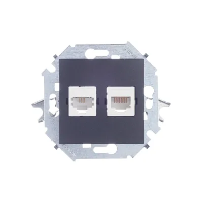 Розетка компьютерная/ телефонная Simon 15 встраиваемая графит RJ11/ RJ45 (1591590-038)