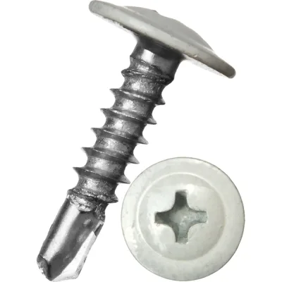 Саморез с прессшайбой Rizzel ПШС 4,2х19 RAL 9006 1000 шт. 00000310467