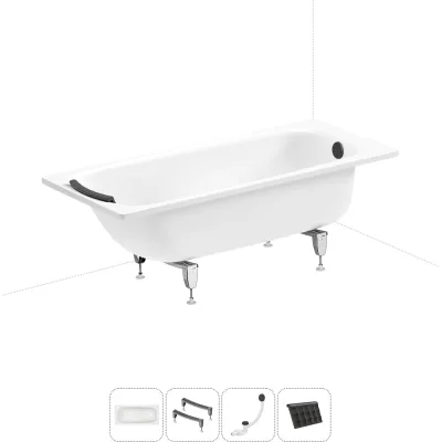 Стальная ванна 160х70 см с шумоизоляцией Sanitana BLB Universal 20220707R в наборе 4 в 1 20220707R