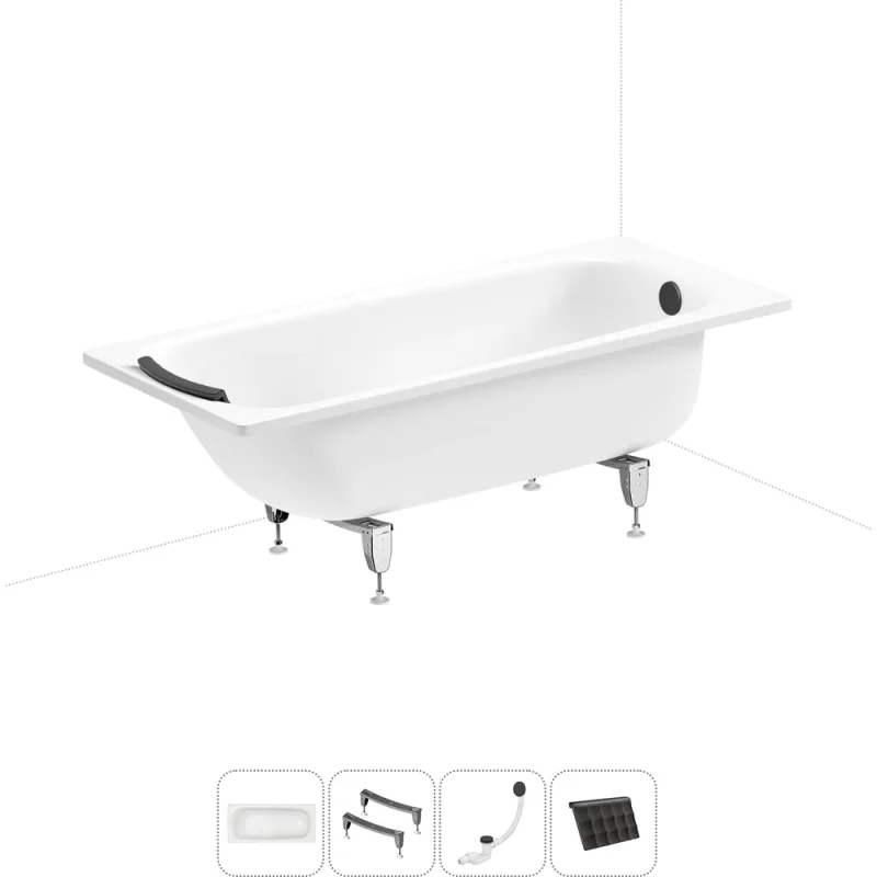 Стальная ванна 160х70 см с шумоизоляцией Sanitana BLB Universal 20220707R в наборе 4 в 1 20220707R