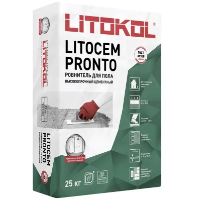 Ровнитель (стяжка пола) первичный Litokol Litocem Pronto быстротвердеющий 25 кг