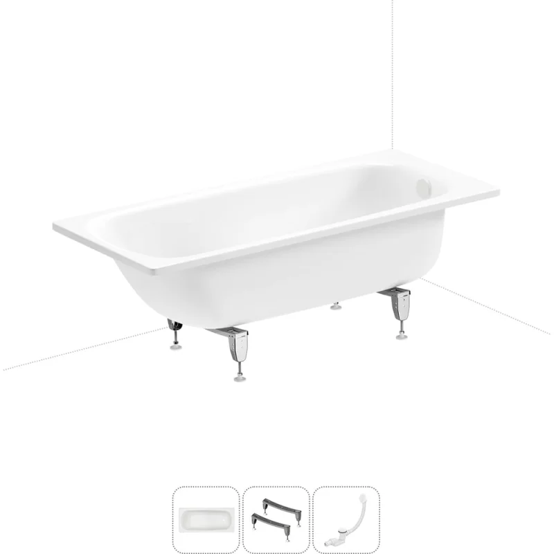 Стальная ванна 160х70 см с шумоизоляцией Sanitana BLB Universal 20220702R в наборе 3 в 1 20220702R