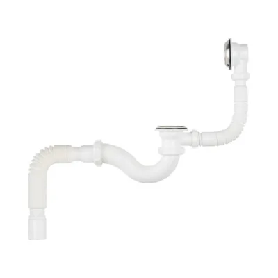 Сифон для ванны Aquant 1 1/2"х40 с выпуском и переливом с мет.реш. с г.т. 40x40/50 V155-14-MR
