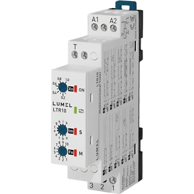 Многофункциональное реле времени Lumel 12...240 V AC/DC (Реле времени; 0,1с÷30ч; SPDT; 250ВAC/5А; Uпит: 12÷240ВAC; DIN; IP20) LTR10
