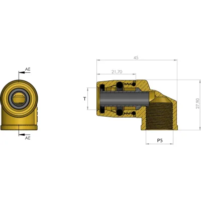 Фитинг шарнирный угловой 90° P5 под трубку 9x1.5 мм ORPASAN ORP 4404
