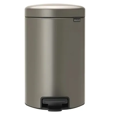 Ведро для мусора Brabantia NewIcon с крышкой 12 л металл платиновое с педалью