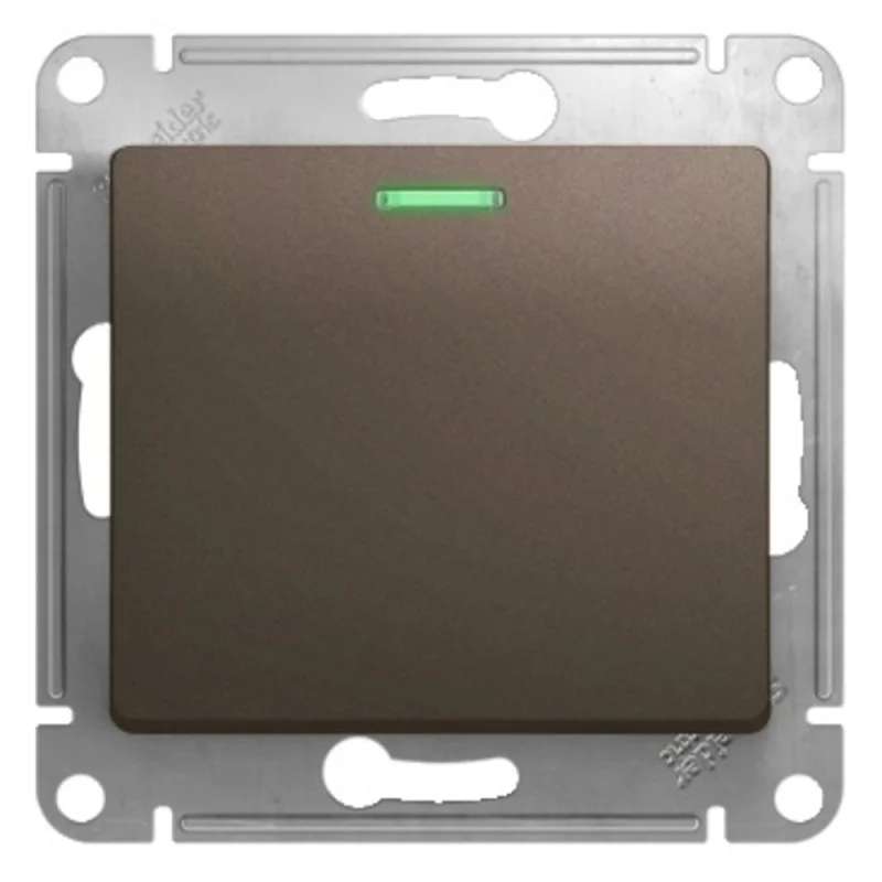 Выключатель Systeme Electric Glossa одноклавишный встраиваемый шоколад с подсветкой (GSL000813)