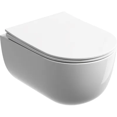 Подвесной унитаз Ceramicanova Modena Rimless, глубокий смыв, с крепежом для полностью скрытого монтажа, ультратонким сидением и крышкой с функцией плавного закрытия CN6063