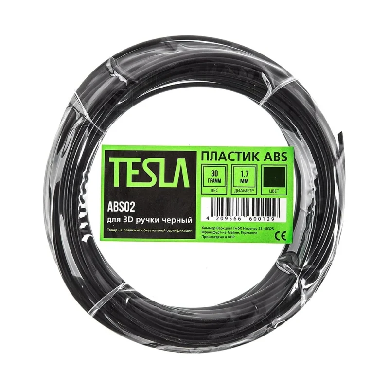 Пластик для 3D ручки TESLA ABS ABS02 чёрный, 10 м 370457