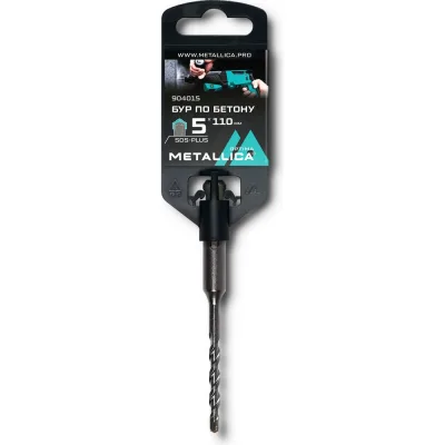 Бур по бетону SDS-plus, 5x110х50 мм, напайка с центром, 2 спирали METALLICA Optima 904015