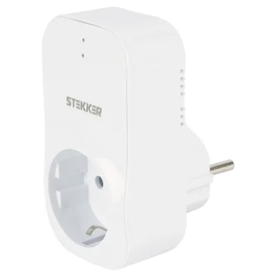 Реле напряжения для розетки STEKKER VP-100W-3M, 230В, 16A, белый 50687