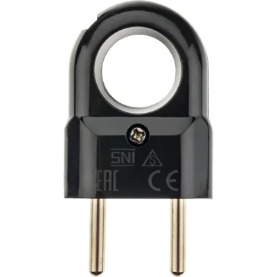 Вилка прямая Düwi без заземления 10 А 230 В IP20 с кольцом черная (30475 3)